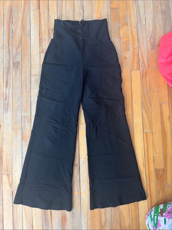 Dynamite Pants - Dynamite Black High-Waist Lace-Up Wide Leg Pants